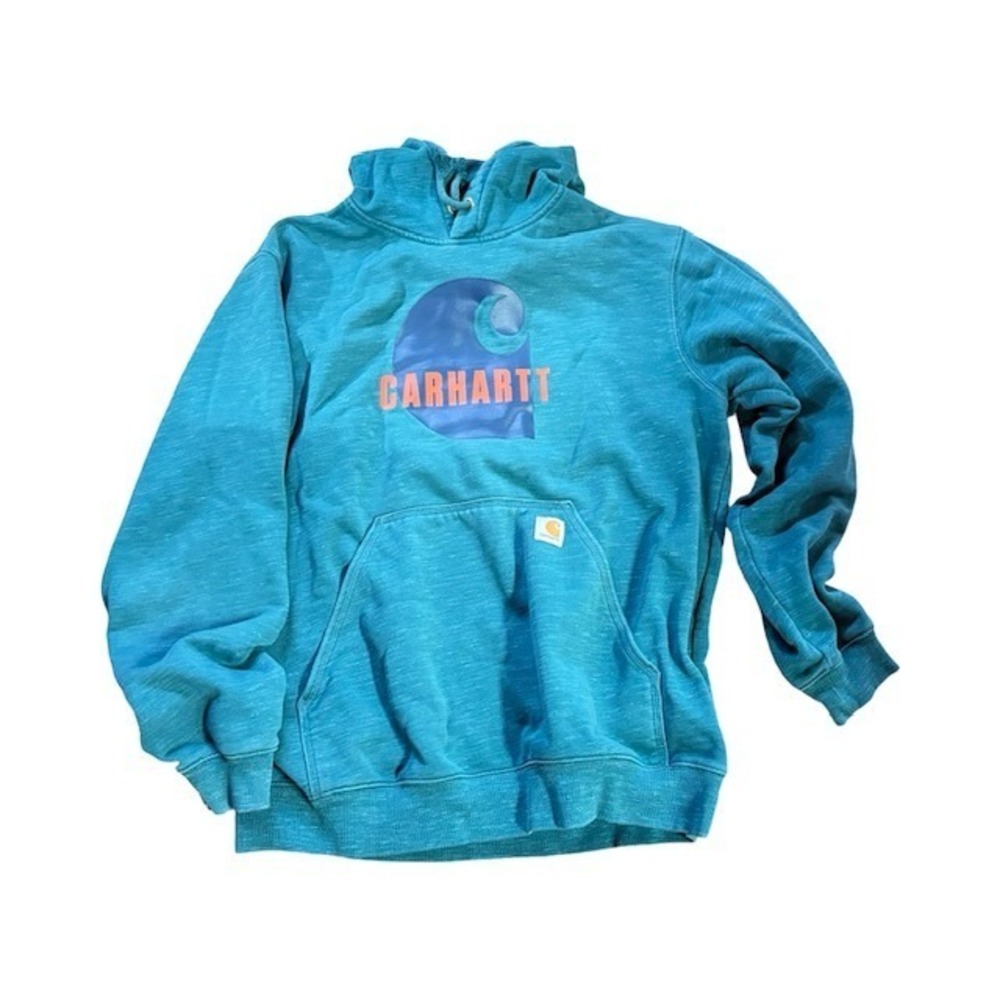Carhartt Men's Size L Loose Fit Hoodie Teal Blue Green Sweatshirt Pullover